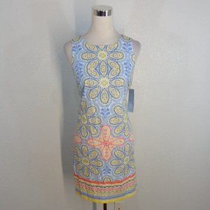 London Times Women's Shift Dress Size 10 Stretch Sleeveless Hidden Zippe…